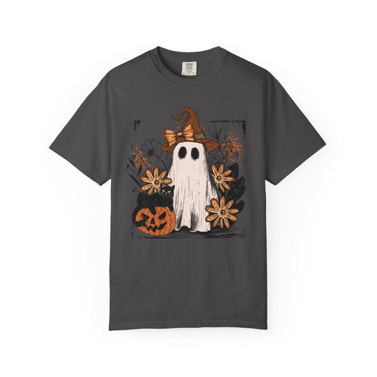 Floral Ghost & Black Cat – Cute Halloween Shirt