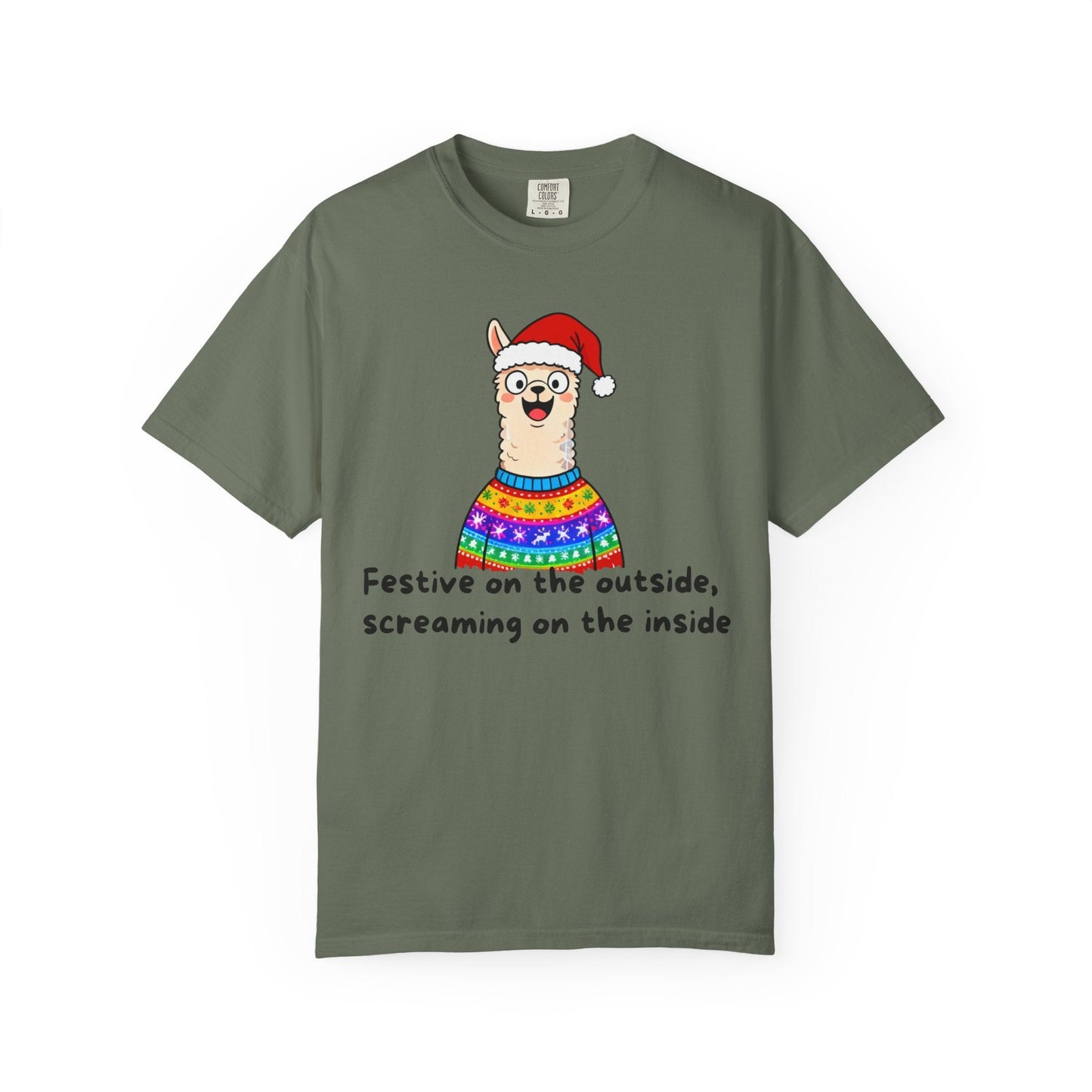 Festive on the Outside, Screaming on the Inside – Relatable Holiday Comfort Colors Tee