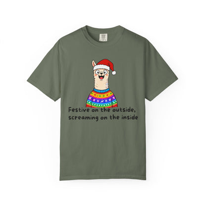 Festive on the Outside, Screaming on the Inside – Relatable Holiday Comfort Colors Tee