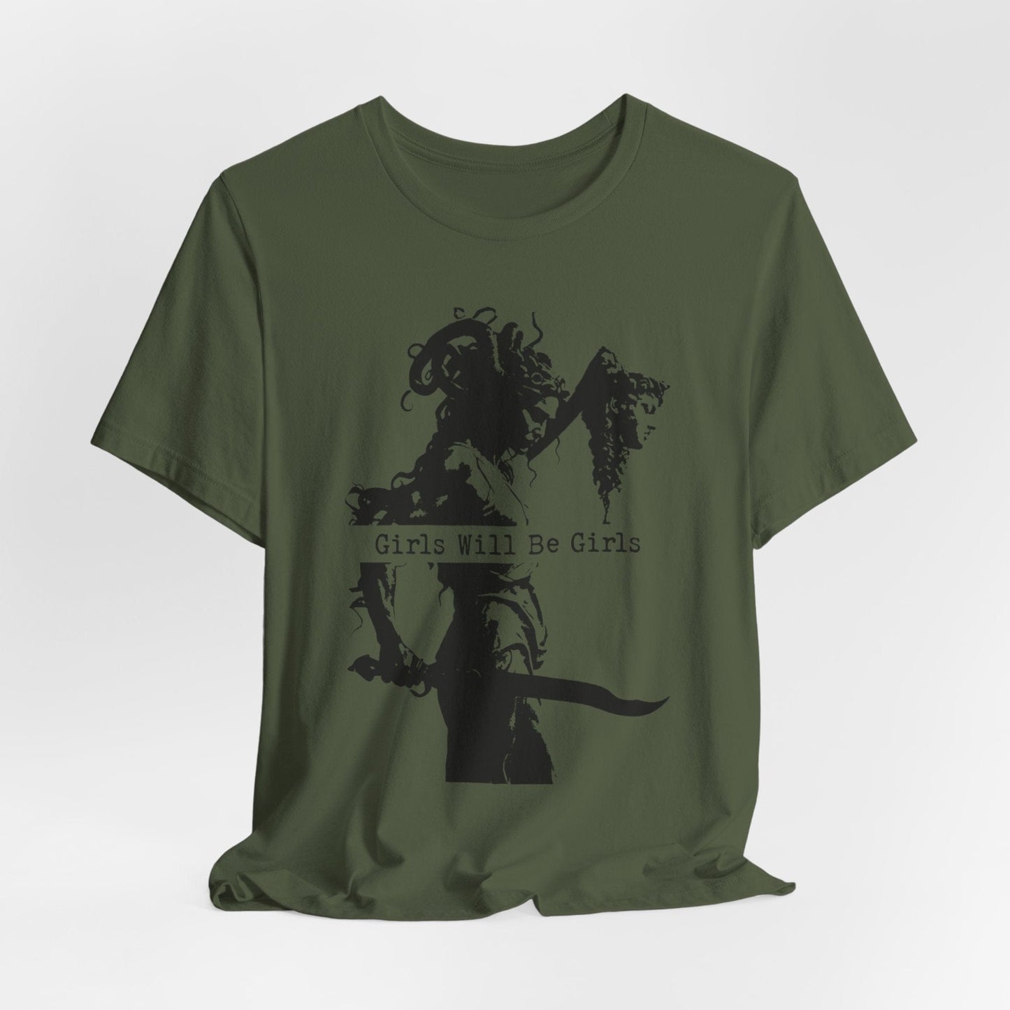 Girls Will Be Girls – Medusa Holding a Head T-Shirt