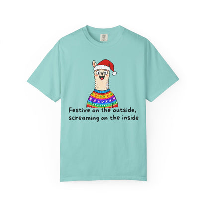 Festive on the Outside, Screaming on the Inside – Relatable Holiday Comfort Colors Tee