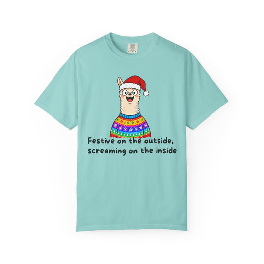 Festive on the Outside, Screaming on the Inside – Relatable Holiday Comfort Colors Tee