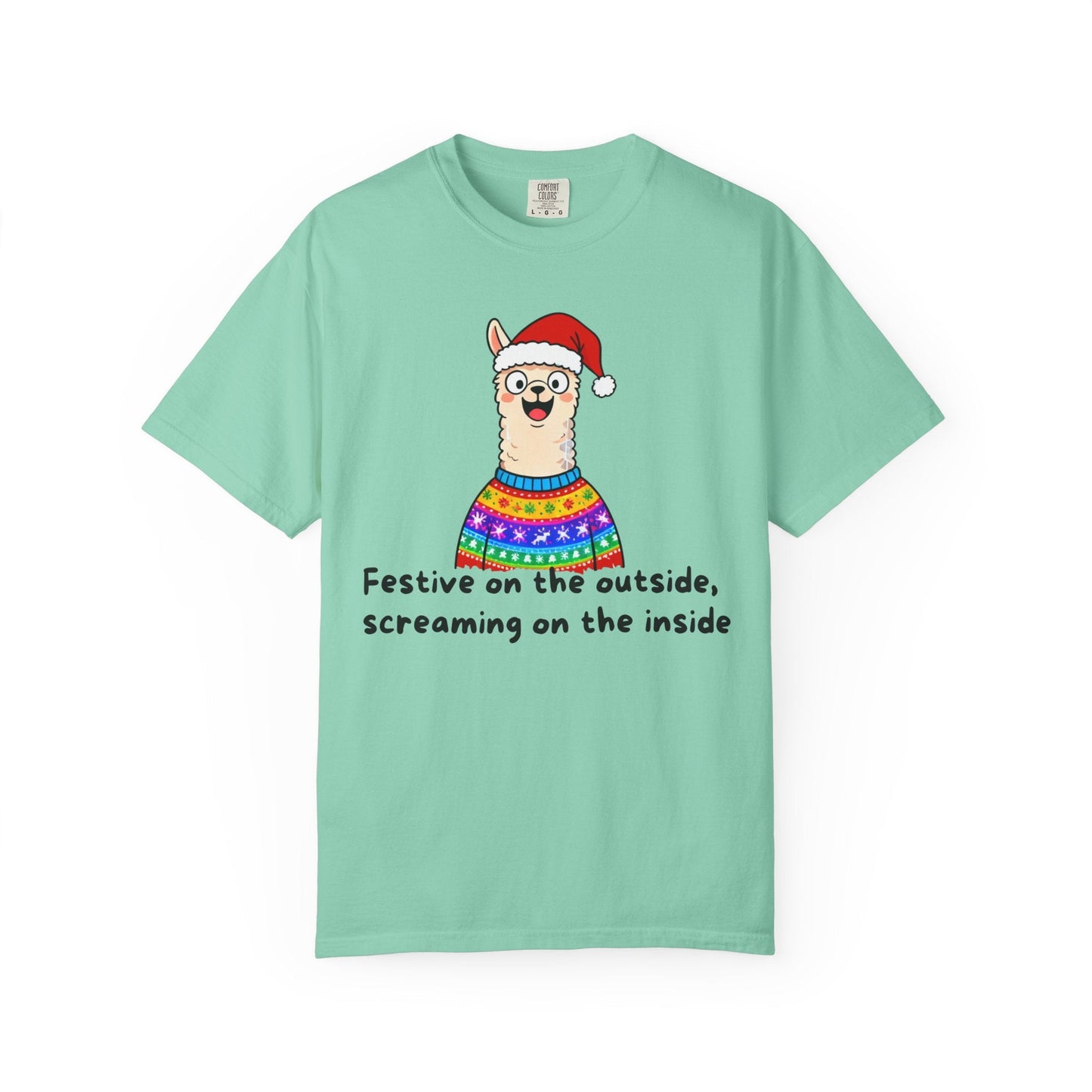 Festive on the Outside, Screaming on the Inside – Relatable Holiday Comfort Colors Tee