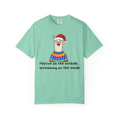 Festive on the Outside, Screaming on the Inside – Relatable Holiday Comfort Colors Tee