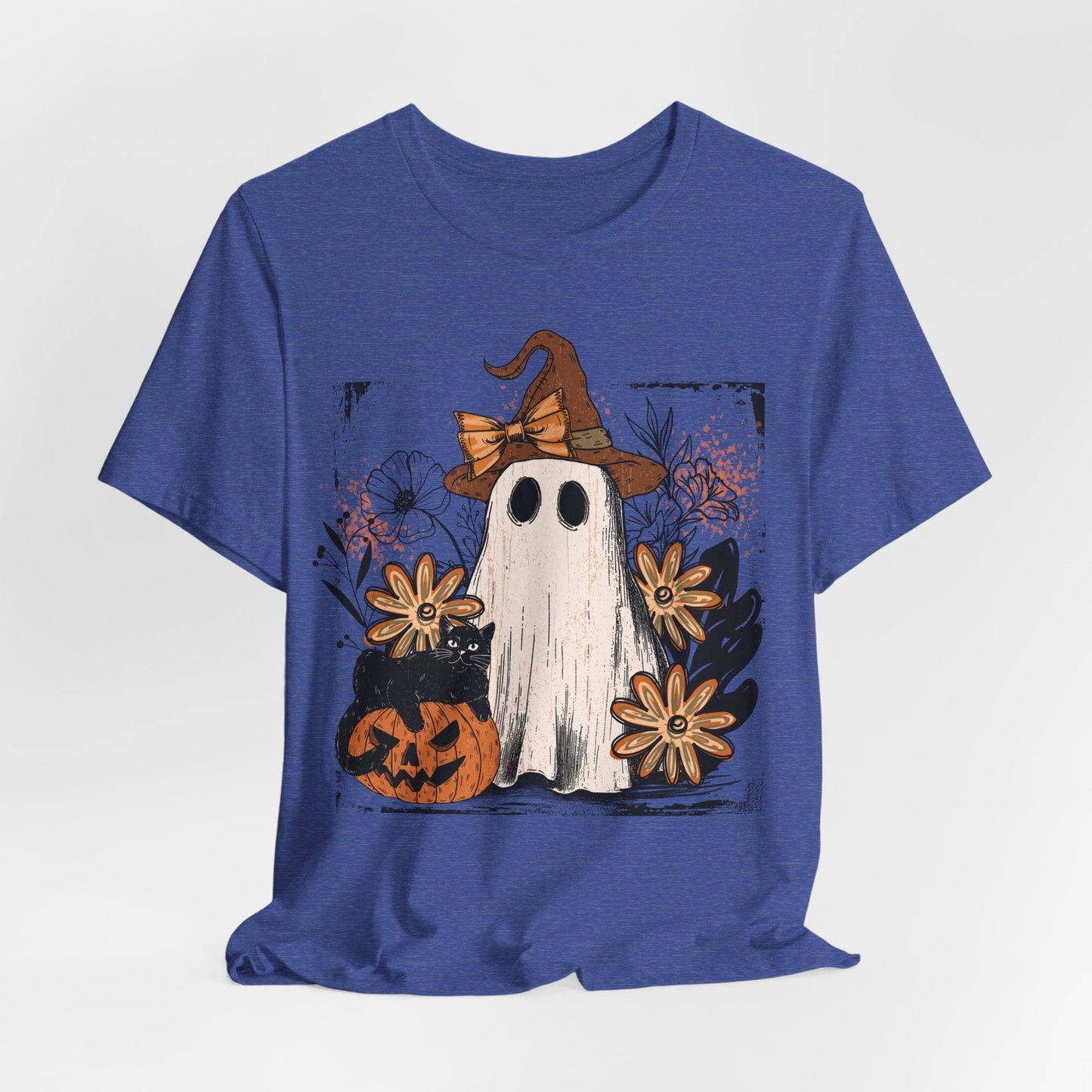 Floral Ghost & Black Cat – Cute Halloween Shirt