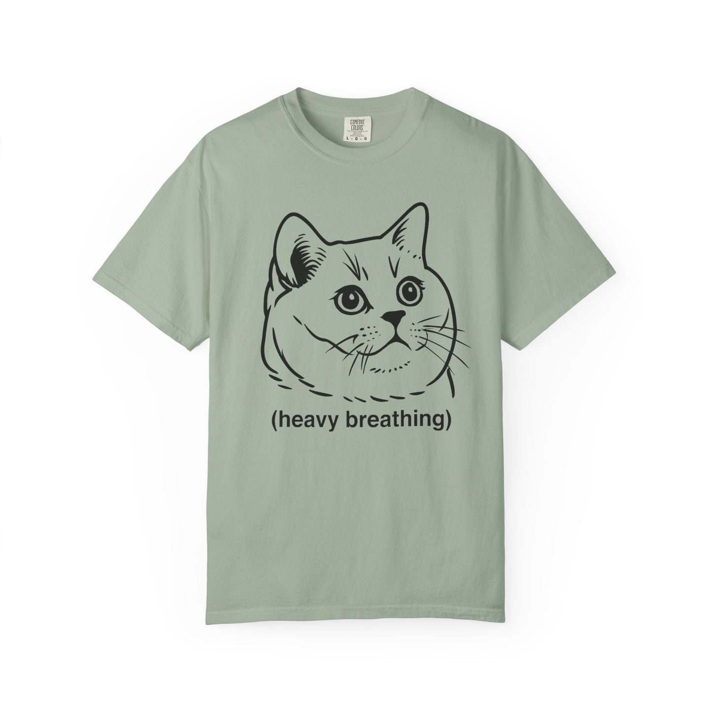 Heavy Breathing Cat Meme Shirt – Funny White on Black Cat Tee