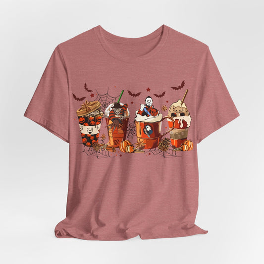 Pumpkin Spice & Slasher Vibes – Horror Coffee Halloween Shirt