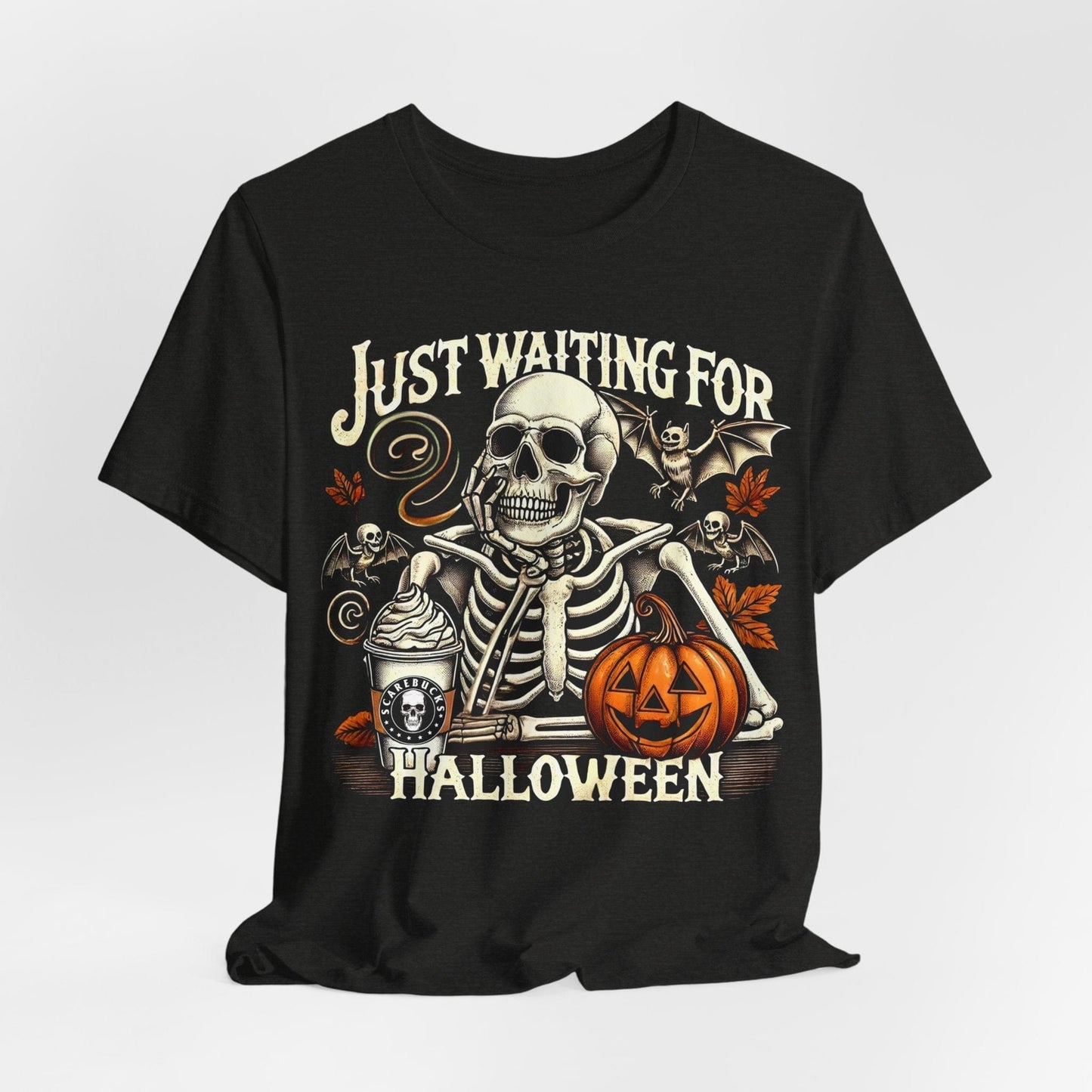 Just Waiting for Halloween – Skeleton Coffee Tee