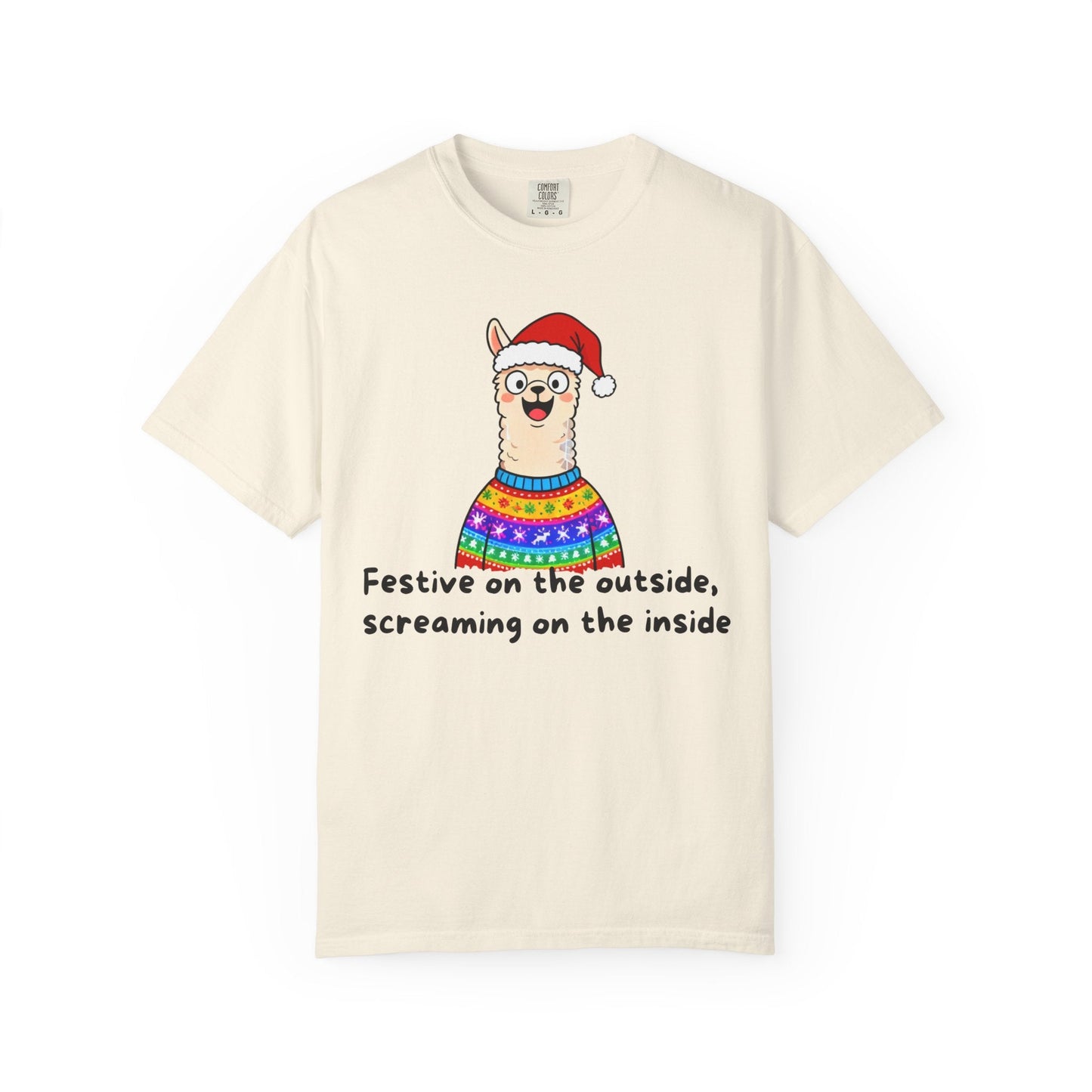 Festive on the Outside, Screaming on the Inside – Relatable Holiday Comfort Colors Tee