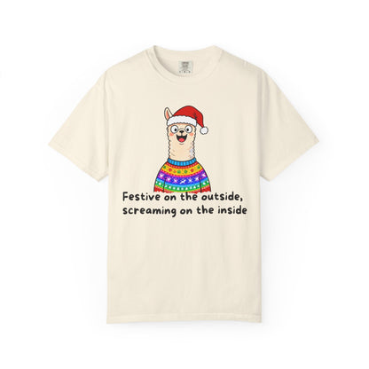 Festive on the Outside, Screaming on the Inside – Relatable Holiday Comfort Colors Tee