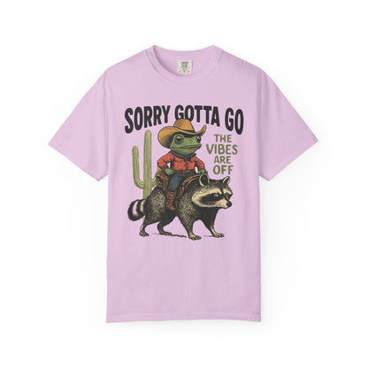 Sorry Gotta Go – The Vibes Are Off Cowboy Frog T-Shirt