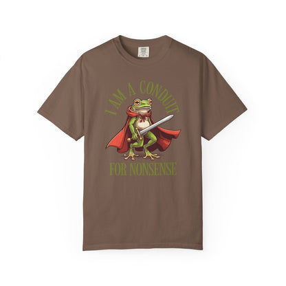 I Am a Conduit for Nonsense – Sword-Wielding Frog T-Shirt