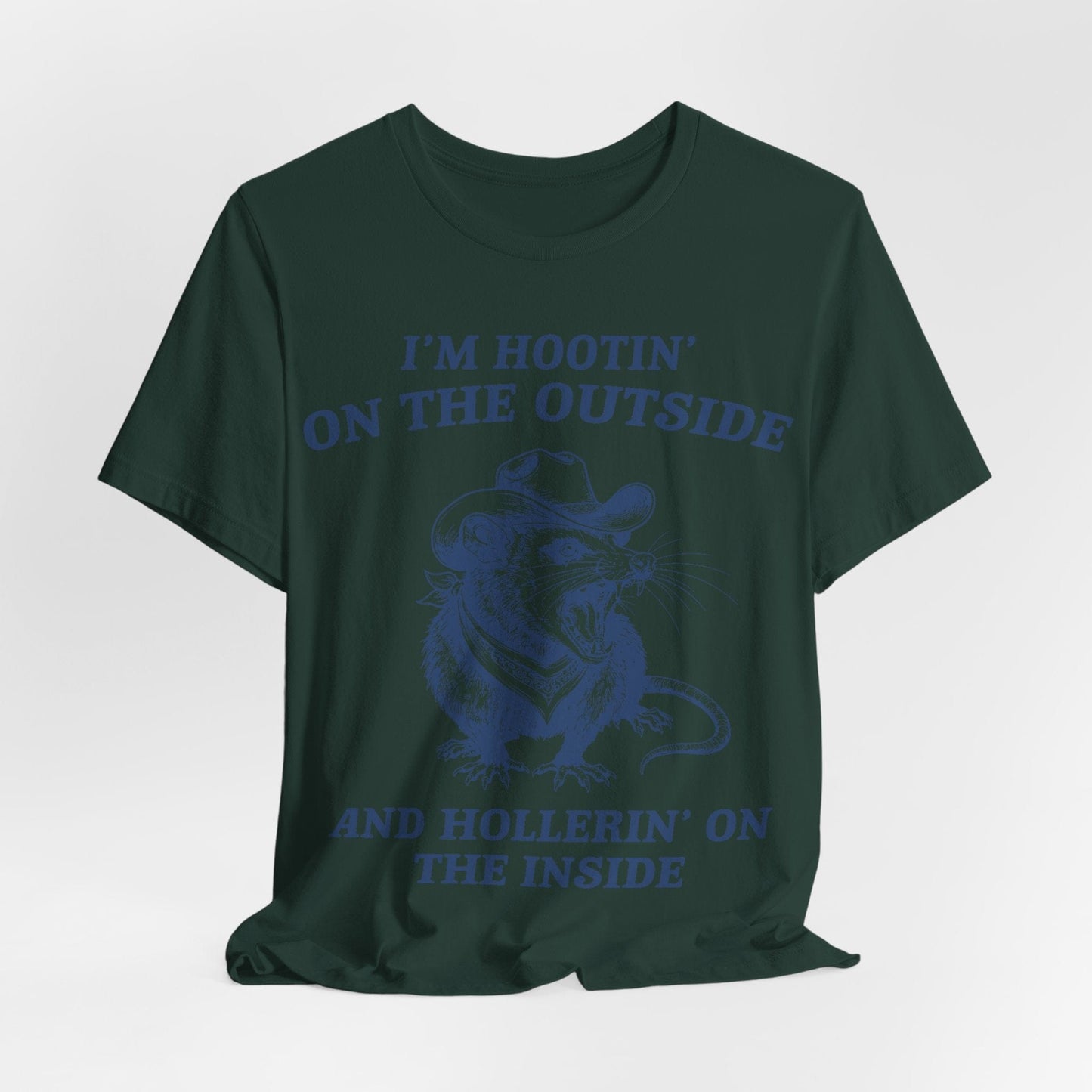 I’m Hootin’ on the Outside and Hollerin’ on the Inside – Screaming Cowboy Rat T-Shirt