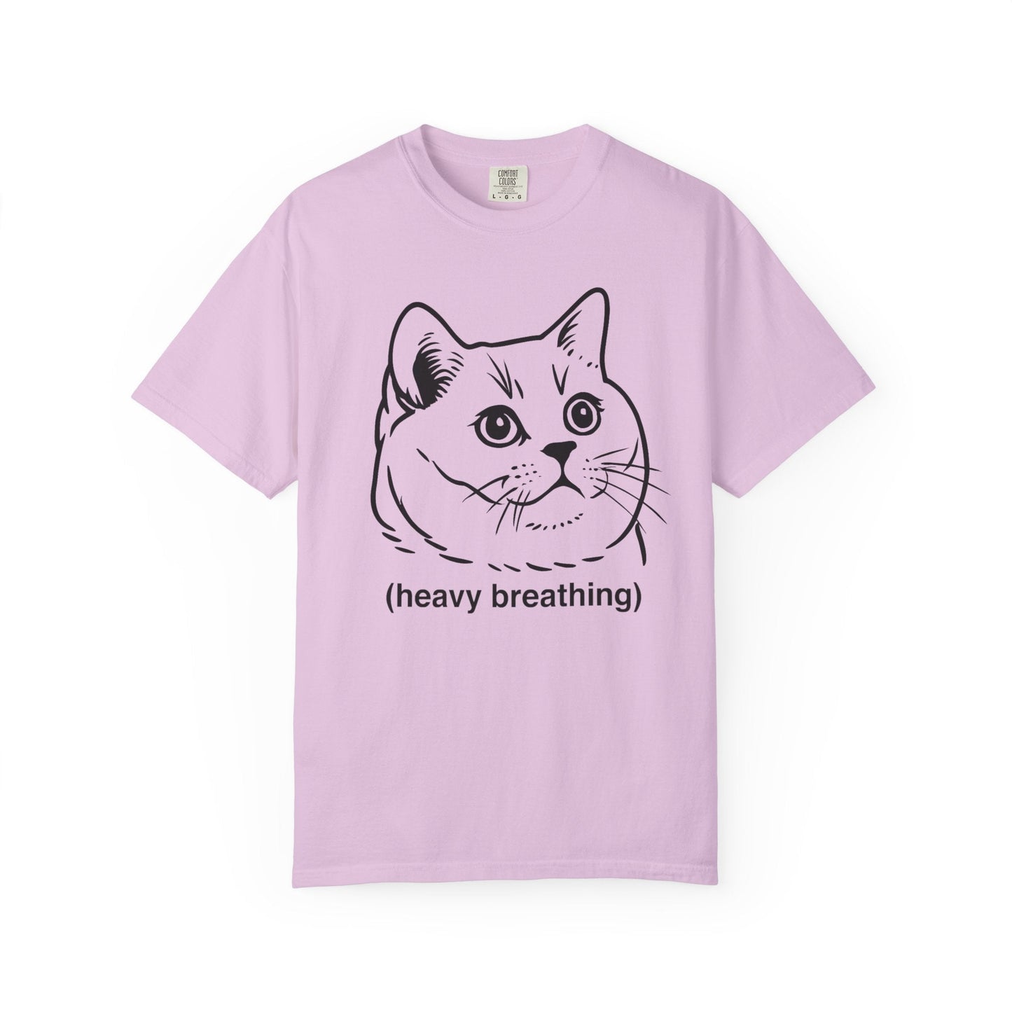 Heavy Breathing Cat Meme Shirt – Funny White on Black Cat Tee