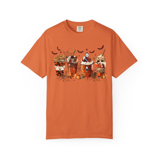 Pumpkin Spice & Slasher Vibes – Horror Coffee Halloween Shirt
