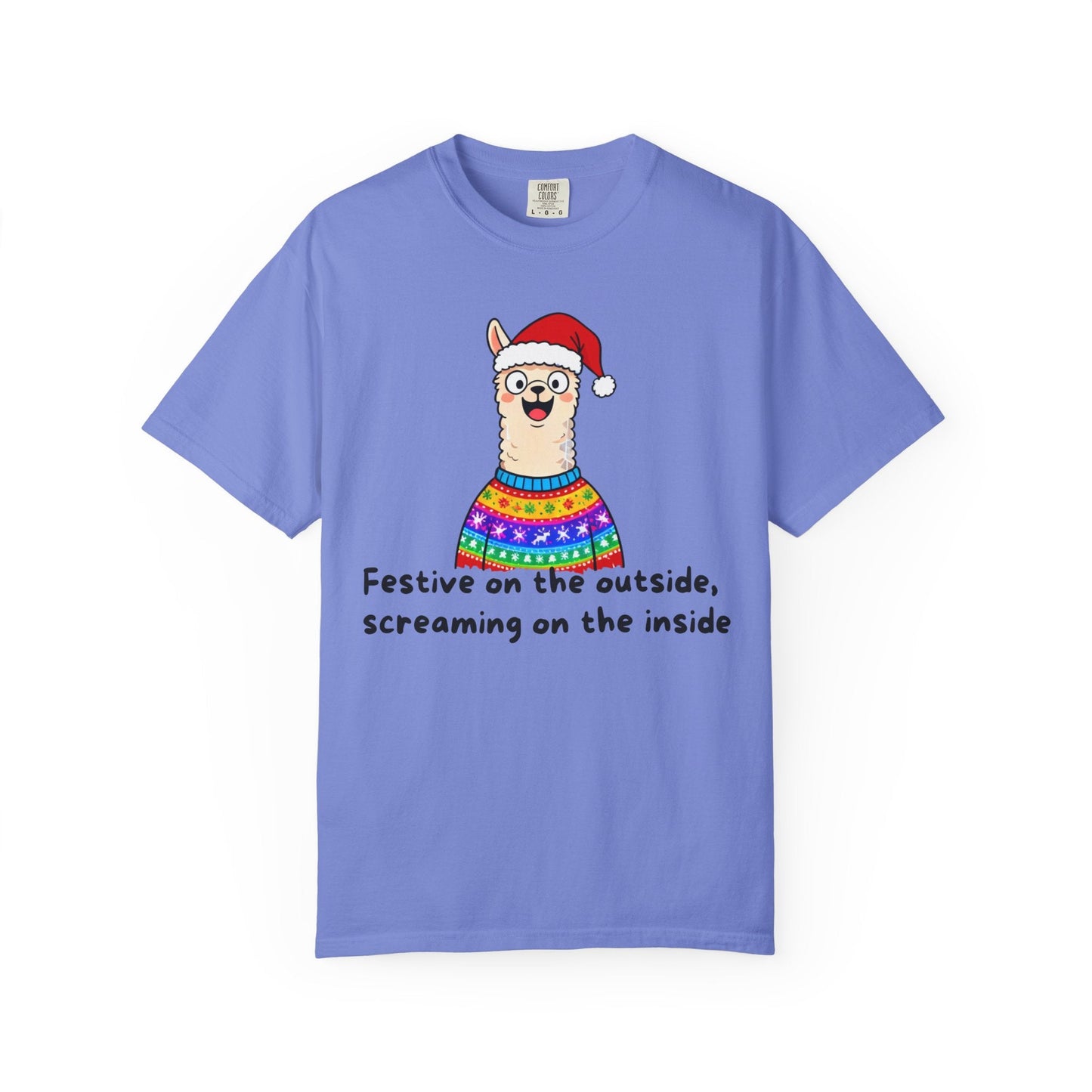 Festive on the Outside, Screaming on the Inside – Relatable Holiday Comfort Colors Tee