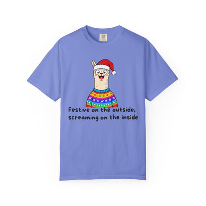 Festive on the Outside, Screaming on the Inside – Relatable Holiday Comfort Colors Tee
