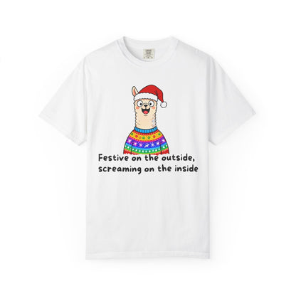 Festive on the Outside, Screaming on the Inside – Relatable Holiday Comfort Colors Tee