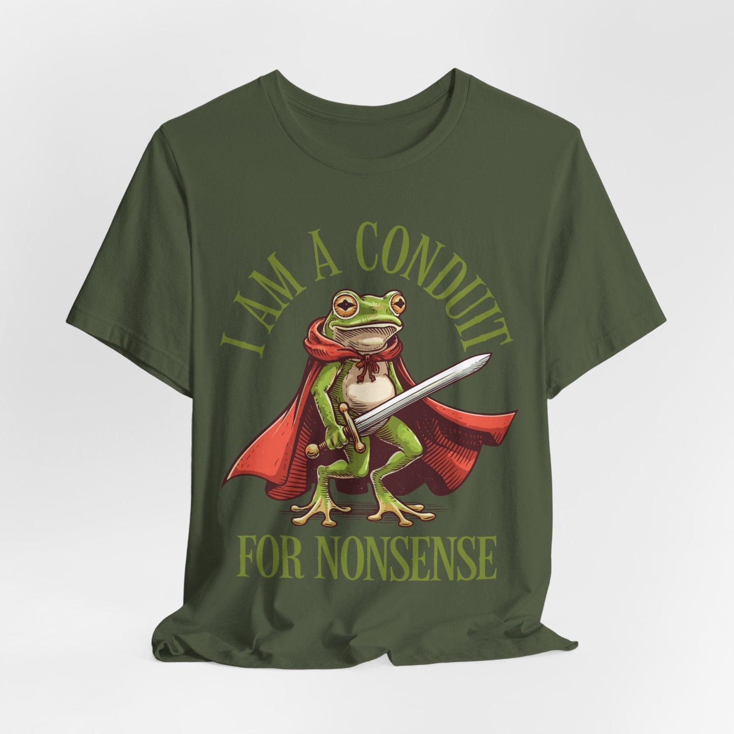 I Am a Conduit for Nonsense – Sword-Wielding Frog T-Shirt