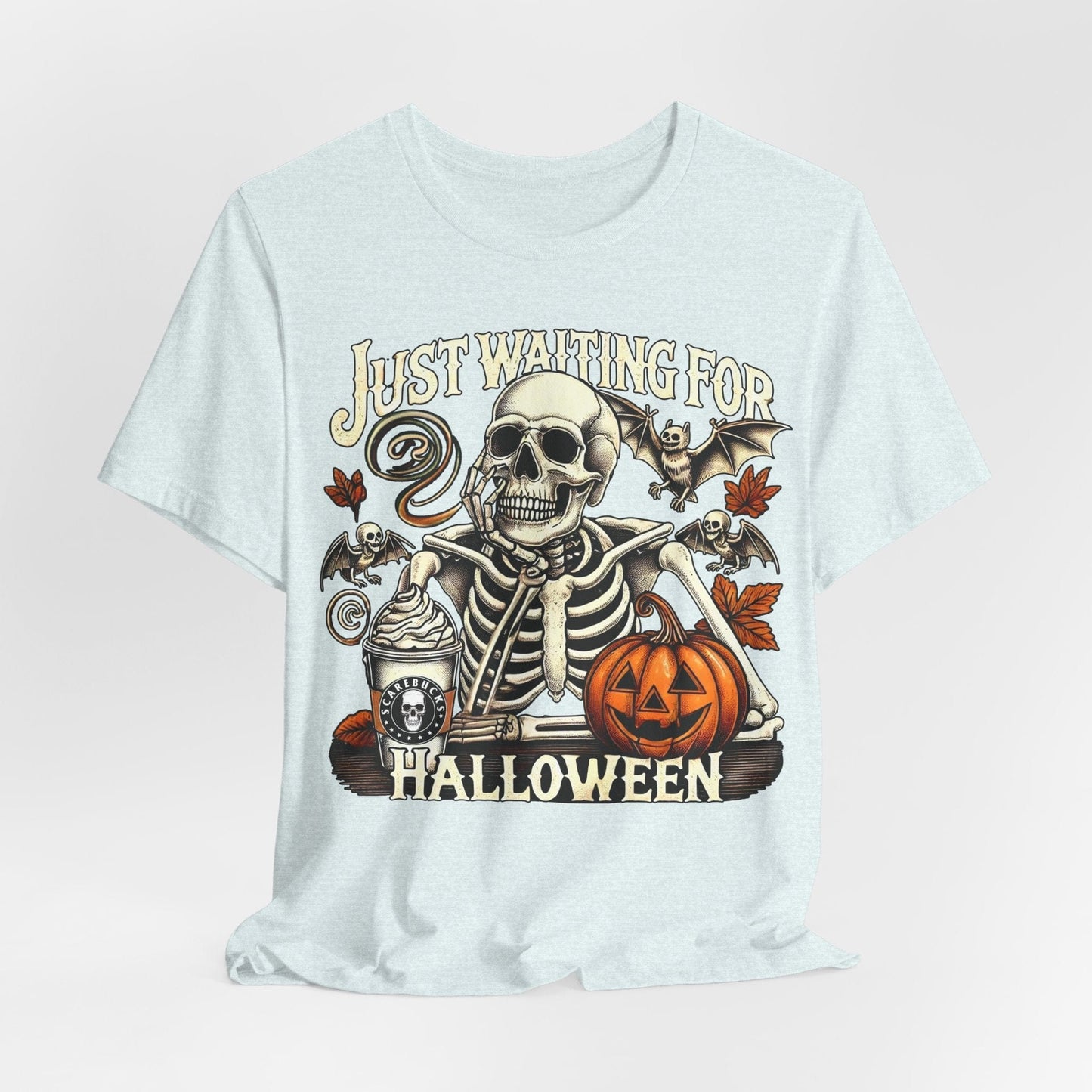 Just Waiting for Halloween – Skeleton Coffee Tee